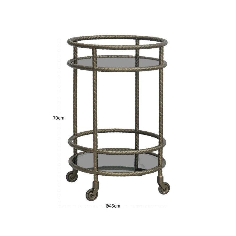 Servierwagen Macallan Brass Antique – Barwagen aus Eisen & Glas