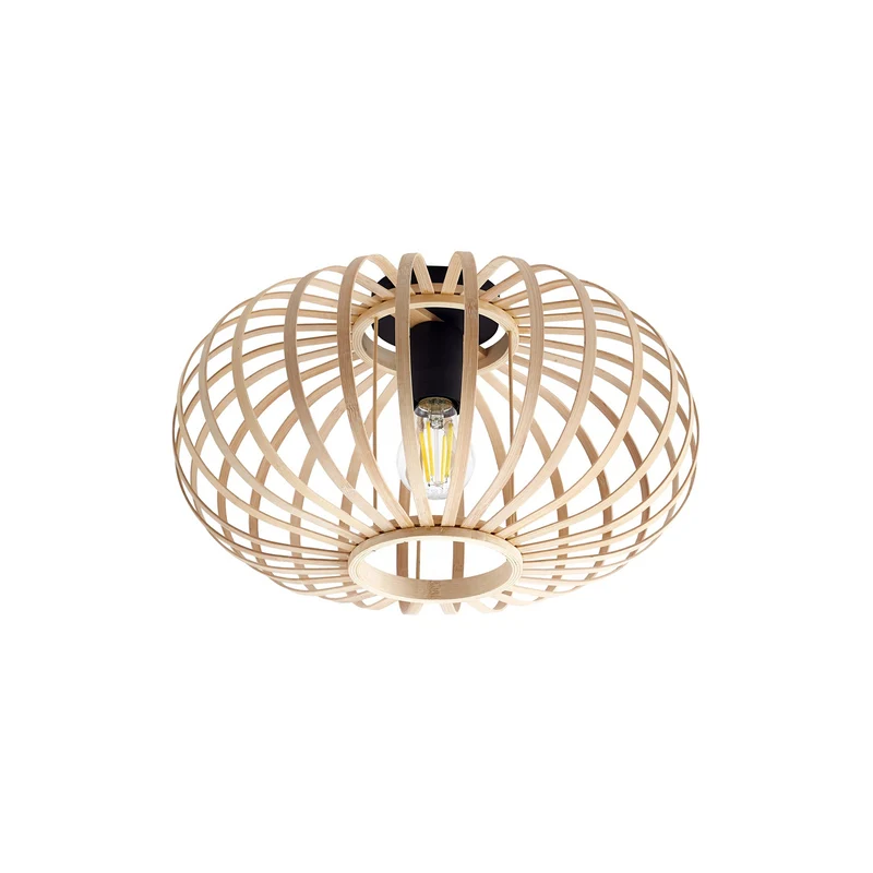 B-Ware Lindby Deckenleuchte Lielle LED Lampe Hängelampe dimmbar Bambus natur Ø38cm
