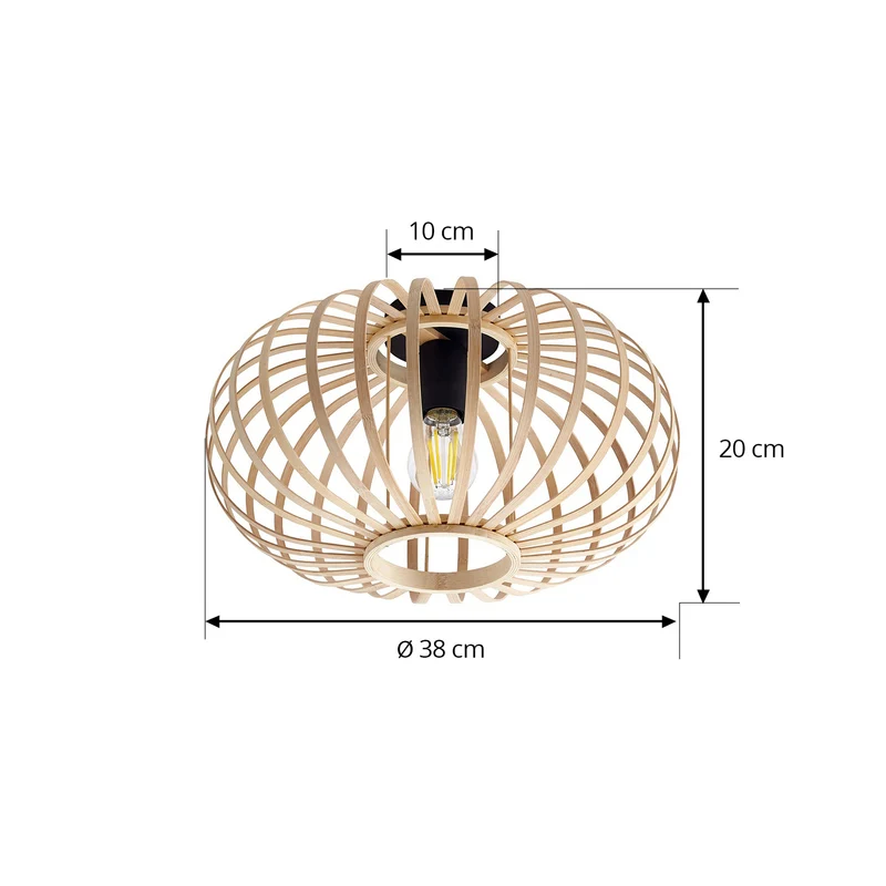 B-Ware Lindby Deckenleuchte Lielle LED Lampe Hängelampe dimmbar Bambus natur Ø38cm