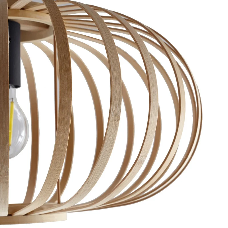 B-Ware Lindby Deckenleuchte Lielle LED Lampe Hängelampe dimmbar Bambus natur Ø38cm