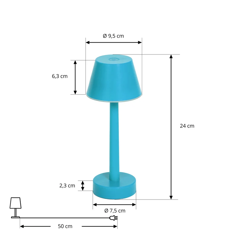 9x B-Ware Lindby LED-Akkuleuchte Gaja dimmbar Tischlampe RGBW blau IP44 24cm Kunststoff