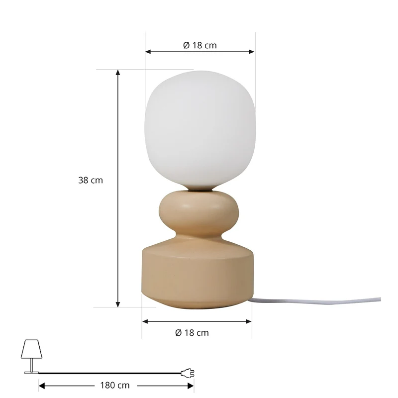 B-Ware Lucande Tischleuchte Fidelo LED Lampe Tischlampe Keramik weiß gelb 38cm