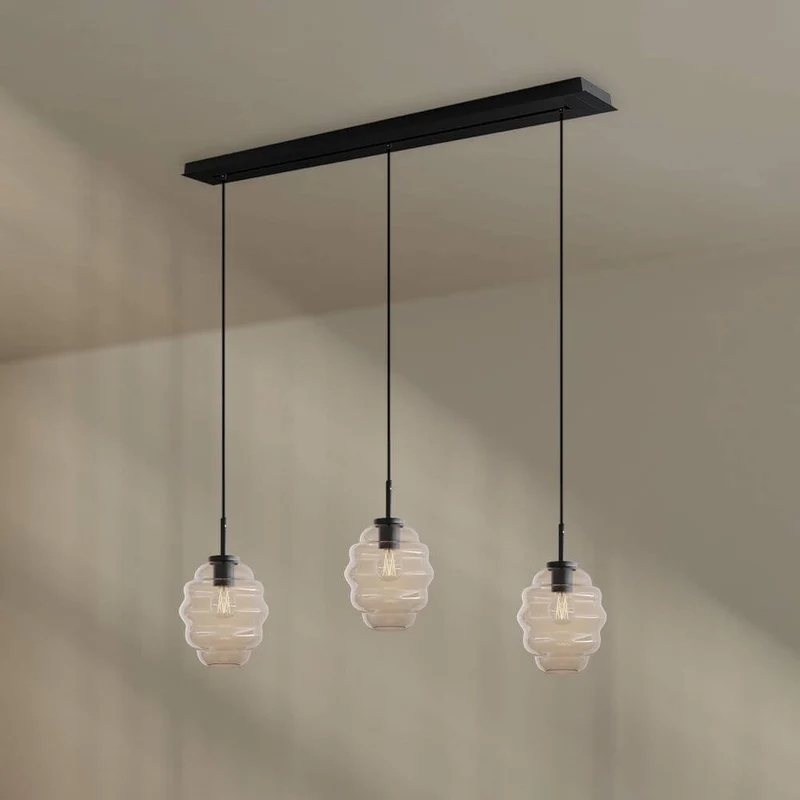 s.luce Echos Esstisch-Hängelampe 3-flammig 120cm Ø 18cm