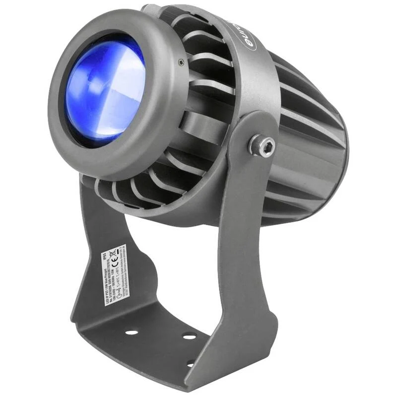 B-Ware Eurolite LED Pinspot Strahler 10W blau kompakt schwarz 105x150x147mm 740g Licht