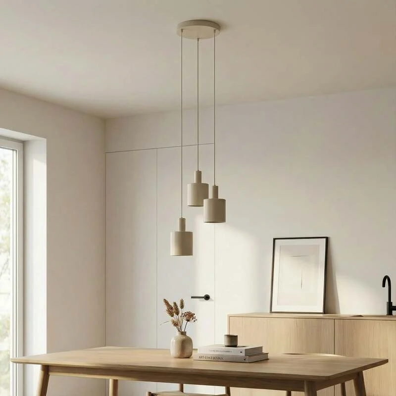 B-Ware Lindby Hängelampe Hängeleuchte Ovelia LED Pendelleuchte dimmbar beige 3-flammig