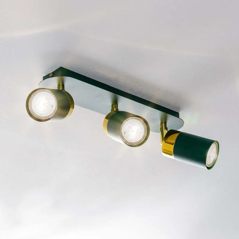 B-Ware Eko-Light Deckenstrahler Joker LED Strahler dimmbar grün gold 3-flammig 45x6cm