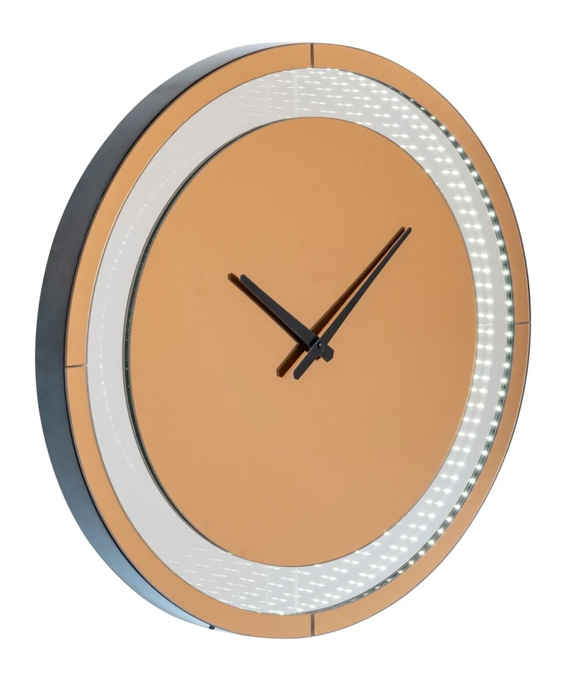 Wandlampe Julia braun – LED-Wanduhr mit Infinity-Spiegeleffekt