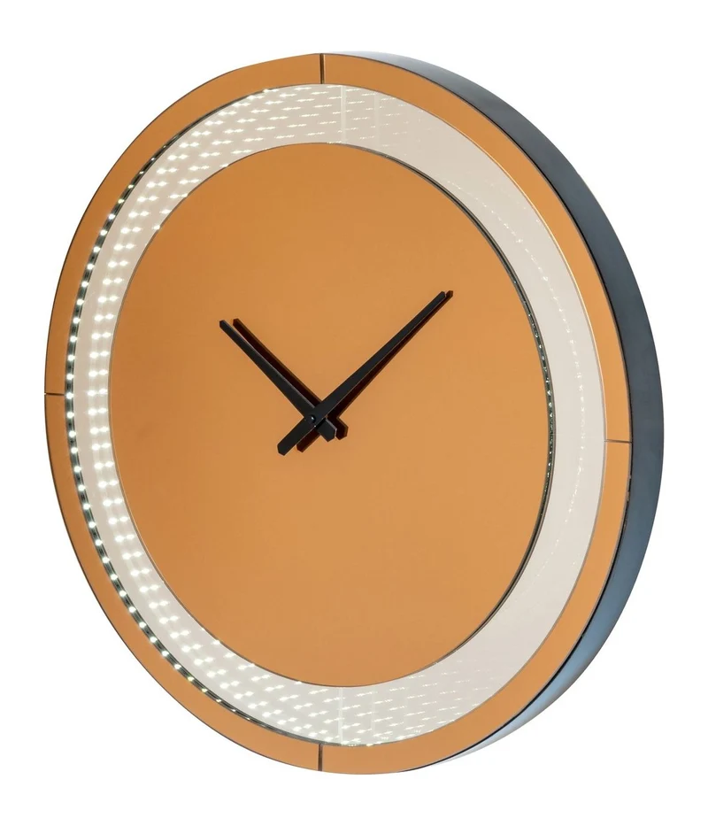 Wandlampe Julia braun – LED-Wanduhr mit Infinity-Spiegeleffekt