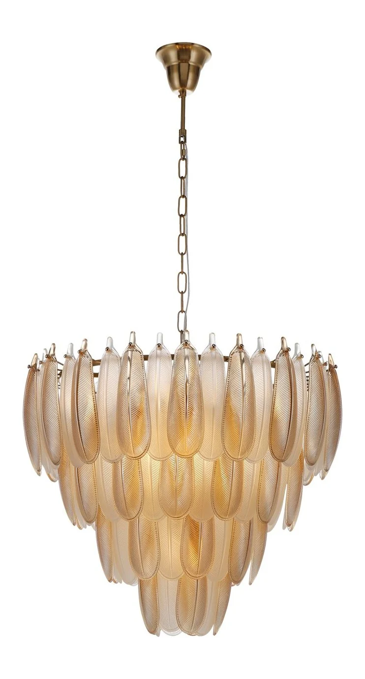 Pendelleuchte Chloe Gold – Design-Hängelampe mit 13 Glasschirmen, E14