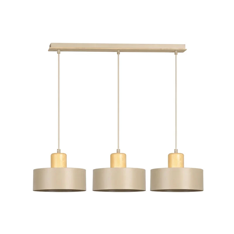 B-Ware Hängeleuchte Torin beige 3-flg Pendelleuchte Lampe dimmbar Metall Holz 80cm