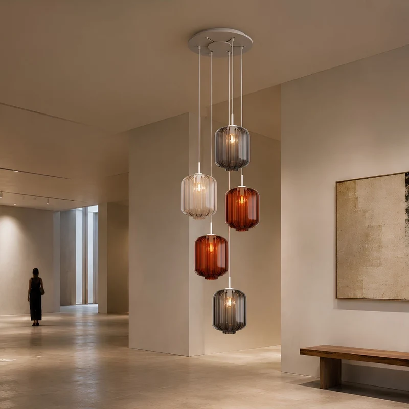 s.luce Velo Galerie-Hängelampe 5-flammig Ø 60cm Baldachin Ø 25cm