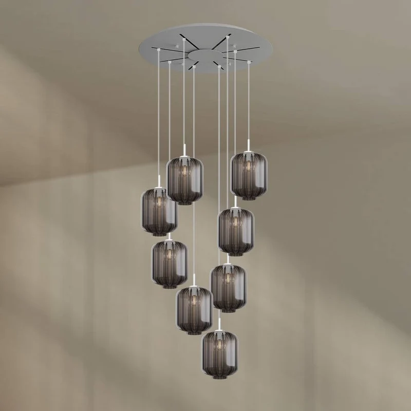s.luce Velo 8-flammige Galerielampe Ø 80cm Baldachin Ø 25cm