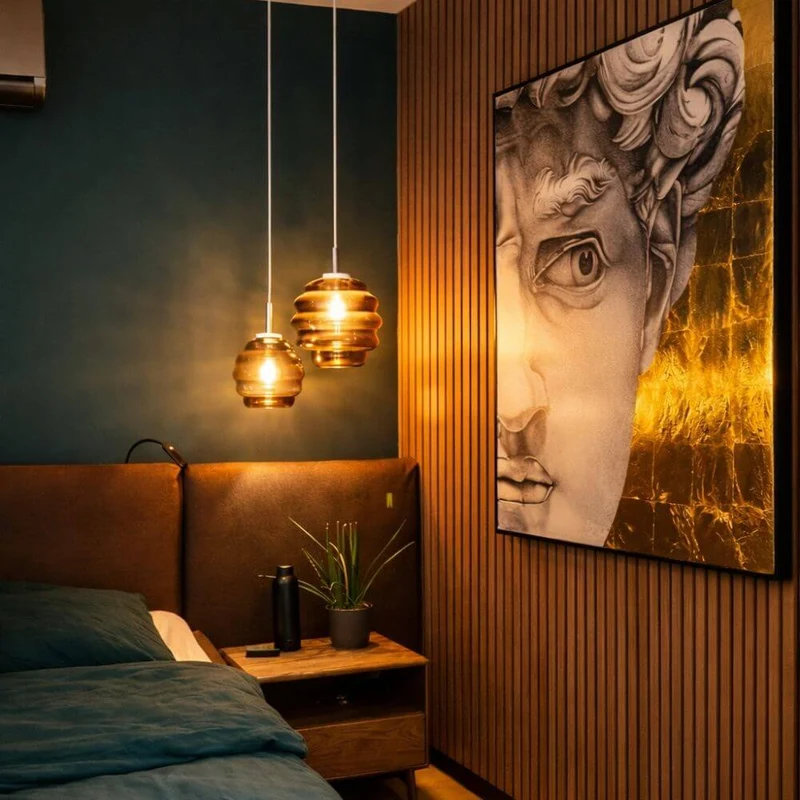 s.luce Echos Glas-Hängelampe Aufhängung 150cm Weiß