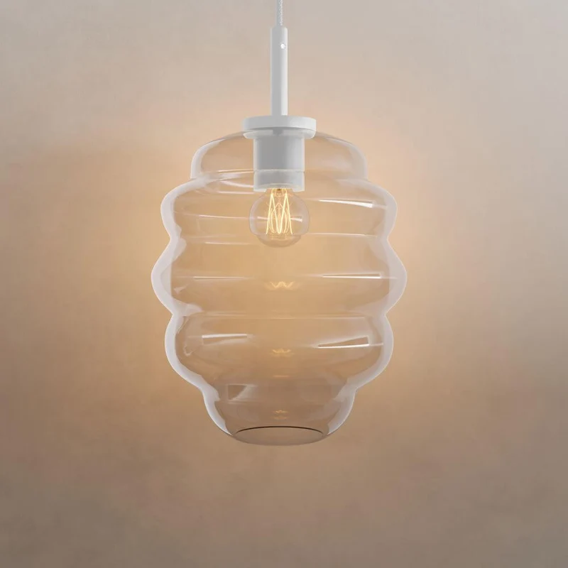 s.luce Echos Glas-Hängelampe Aufhängung 150cm Weiß