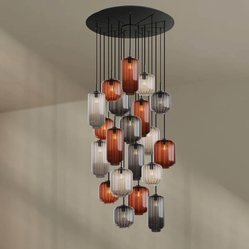 s.luce Velo Galerielampe 20-flammig Ø 120cm Ø 18/20/25cm