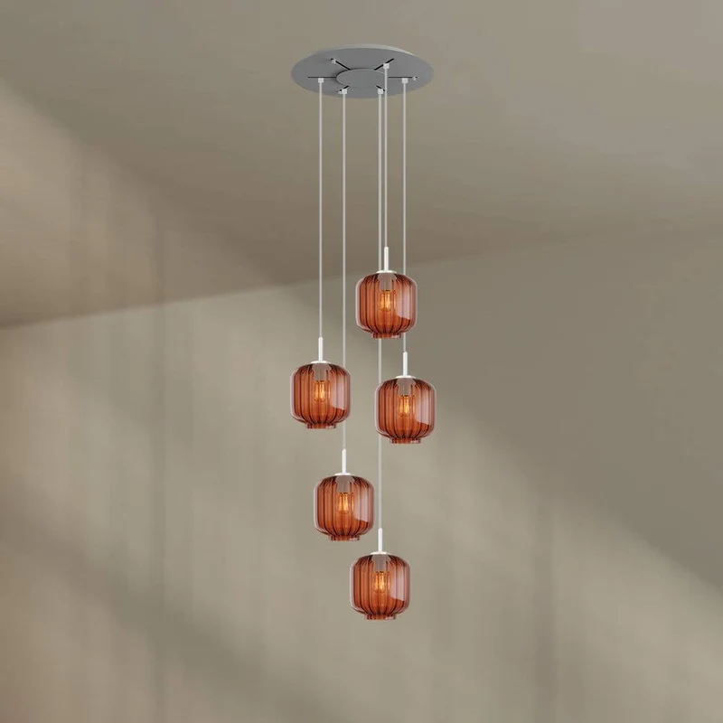 s.luce Velo 5-flammige Galerieleuchte Ø 60cm Baldachin Ø 20cm
