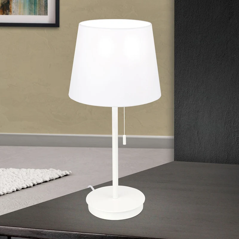 B-Ware Orion Tischleuchte Ludwig USB Tischlampe Leuchte Lampe Stahl Leinen weiß 50cm