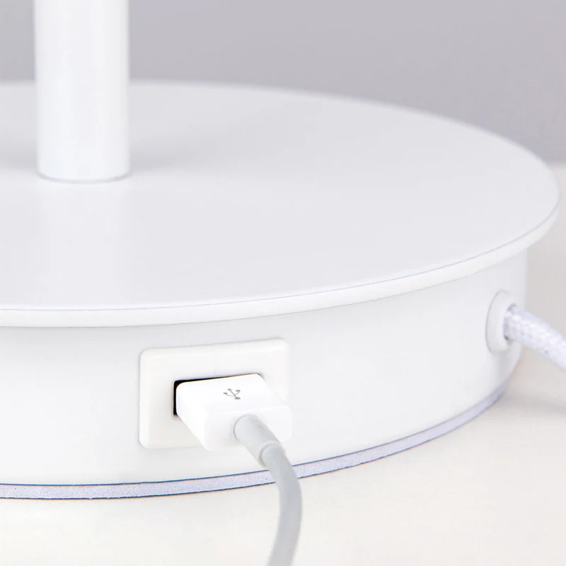 B-Ware Orion Tischleuchte Ludwig USB Tischlampe Leuchte Lampe Stahl Leinen weiß 50cm