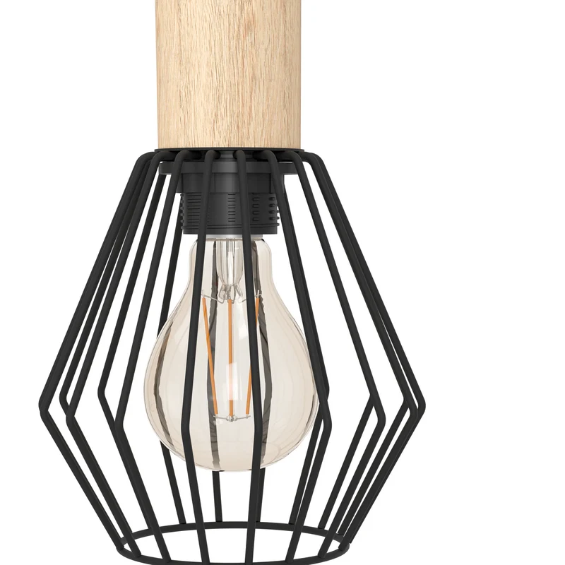 B-Ware Eglo Hängeleuchte Pendelleuchte Palmorla 3-flammig dimmbar schwarz Holz 76x16cm