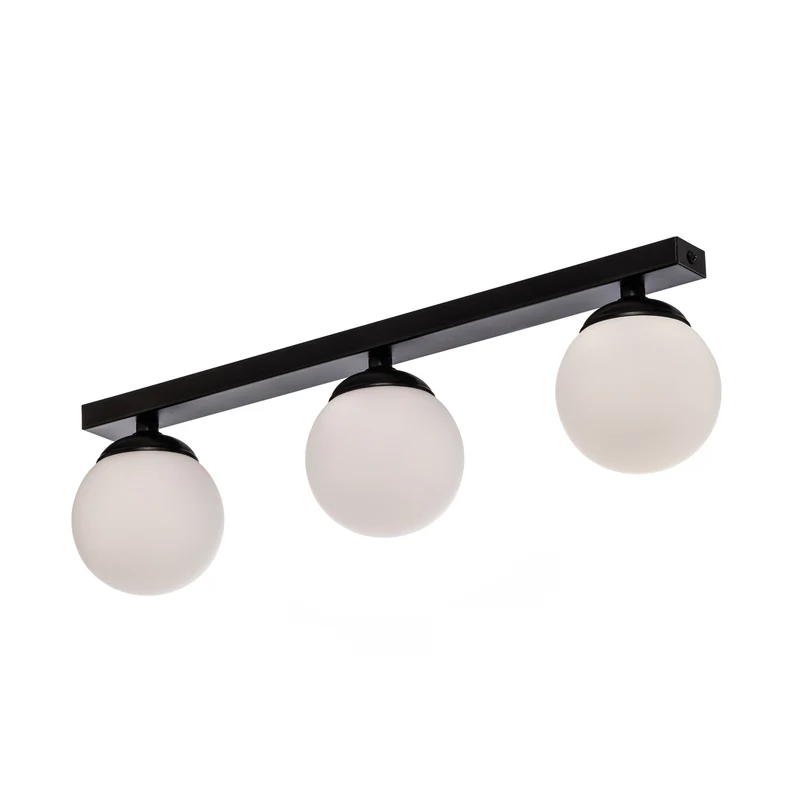B-Ware Deckenlampe Fatis 3-flammig LED Hängelampe dimmbar schwarz opalglas 60x12cm