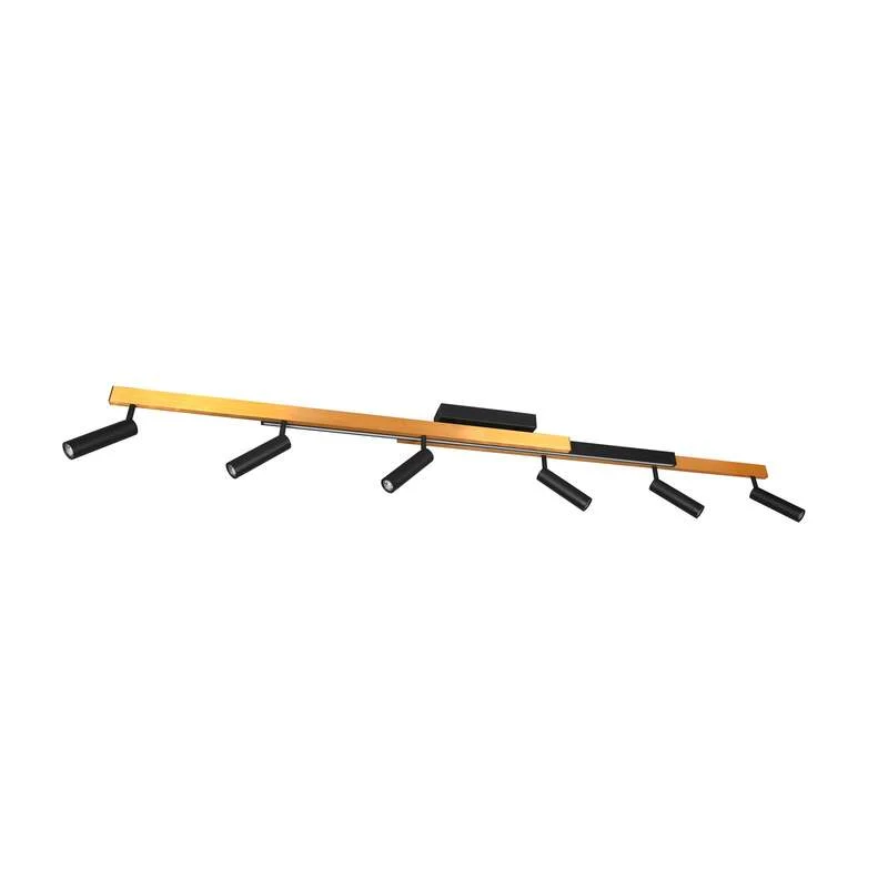 B-Ware TRIO LIGHTING LED Deckenstrahler Zeno 6-flammig dimmbar schwarz/gold Metall
