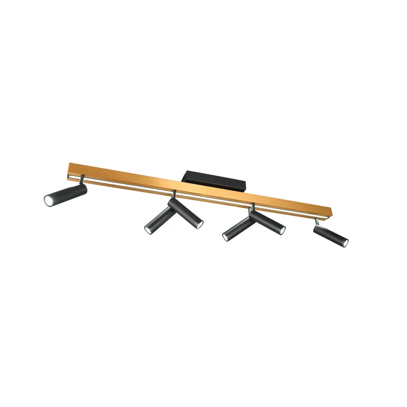B-Ware TRIO LIGHTING LED Deckenstrahler Zeno 6-flammig dimmbar schwarz/gold Metall
