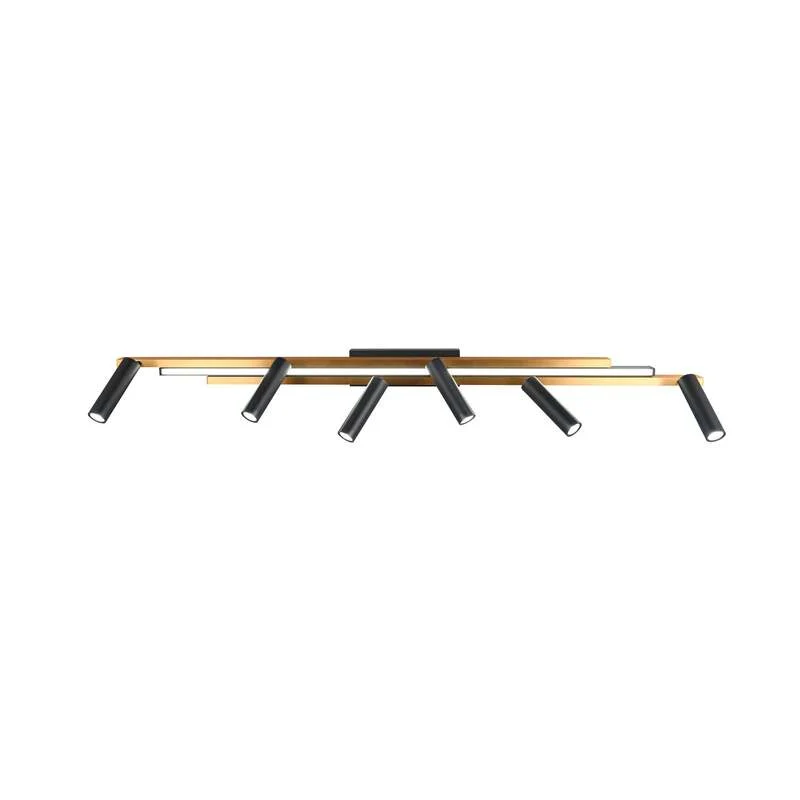 B-Ware TRIO LIGHTING LED Deckenstrahler Zeno 6-flammig dimmbar schwarz/gold Metall