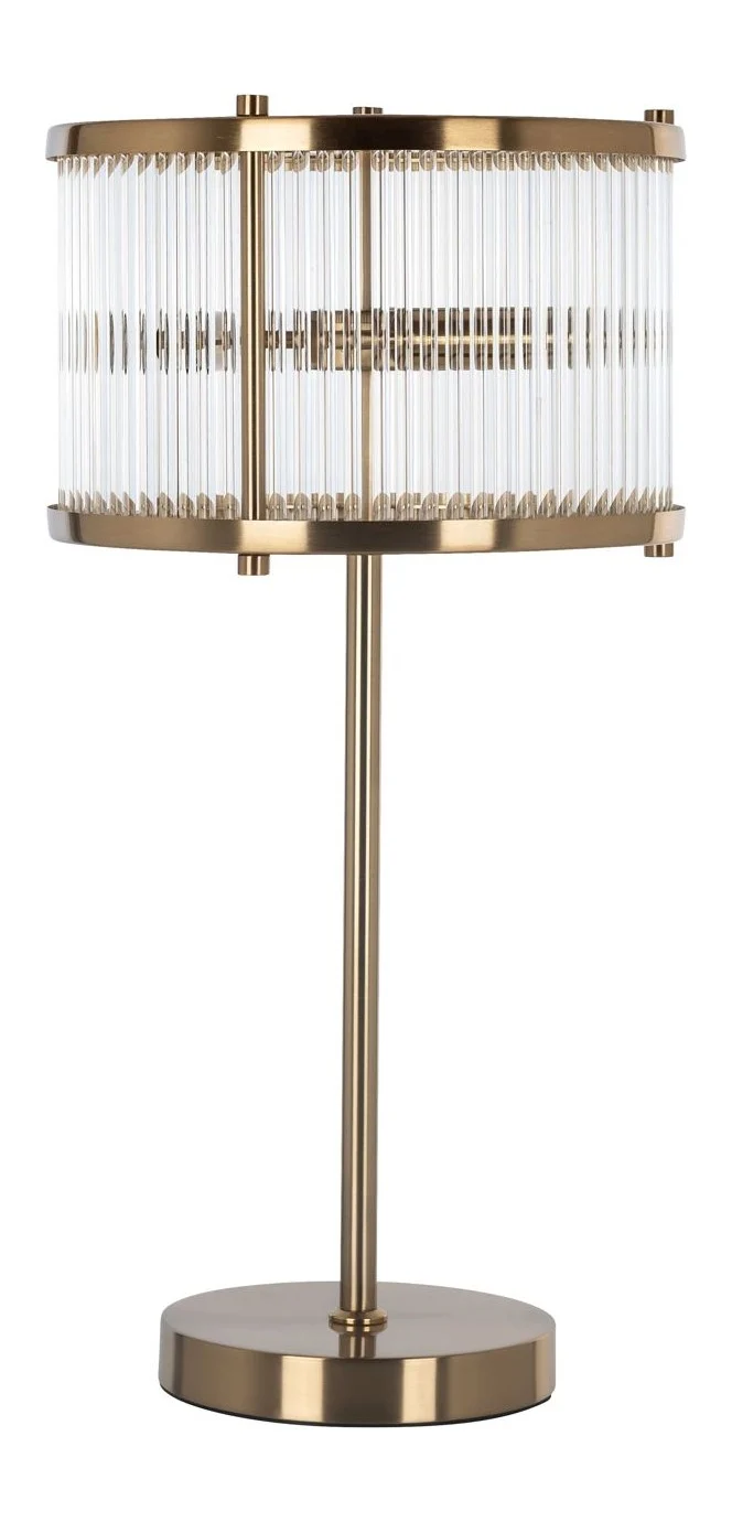 Richmond Tischlampe Loiza brushed gold – 3-flammig, Glas & Eisen