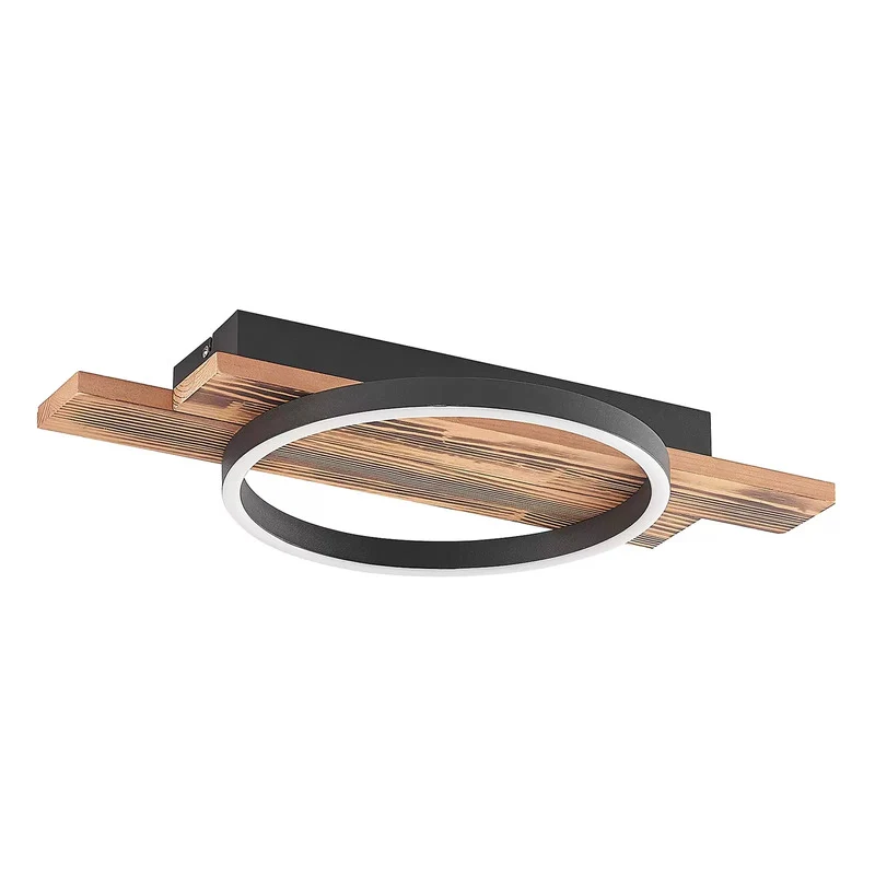 B-Ware Lindby Deckenleuchte Deckenlampe LED Sentoa Holz hell dimmbar warmweiß Wohnzimme