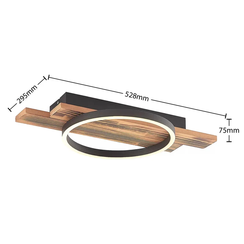 B-Ware Lindby Deckenleuchte Deckenlampe LED Sentoa Holz hell dimmbar warmweiß Wohnzimme