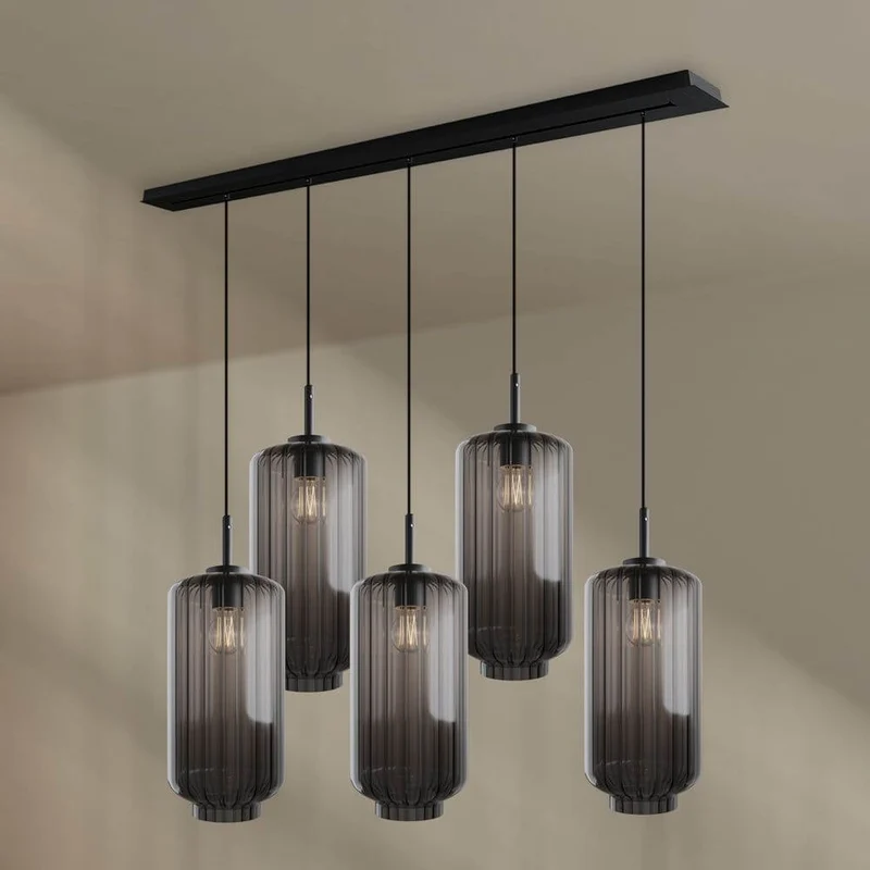 s.luce Velo Esstischleuchte 5-flammig 160cm Baldachin Ø 18cm