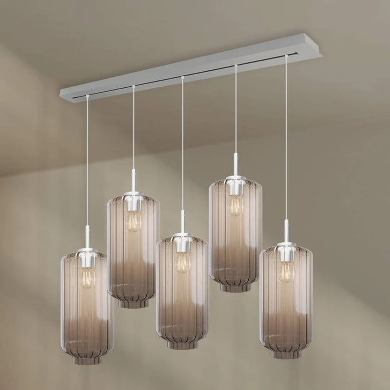 s.luce Velo Esstischleuchte 5-flammig 160cm Baldachin Ø 18cm