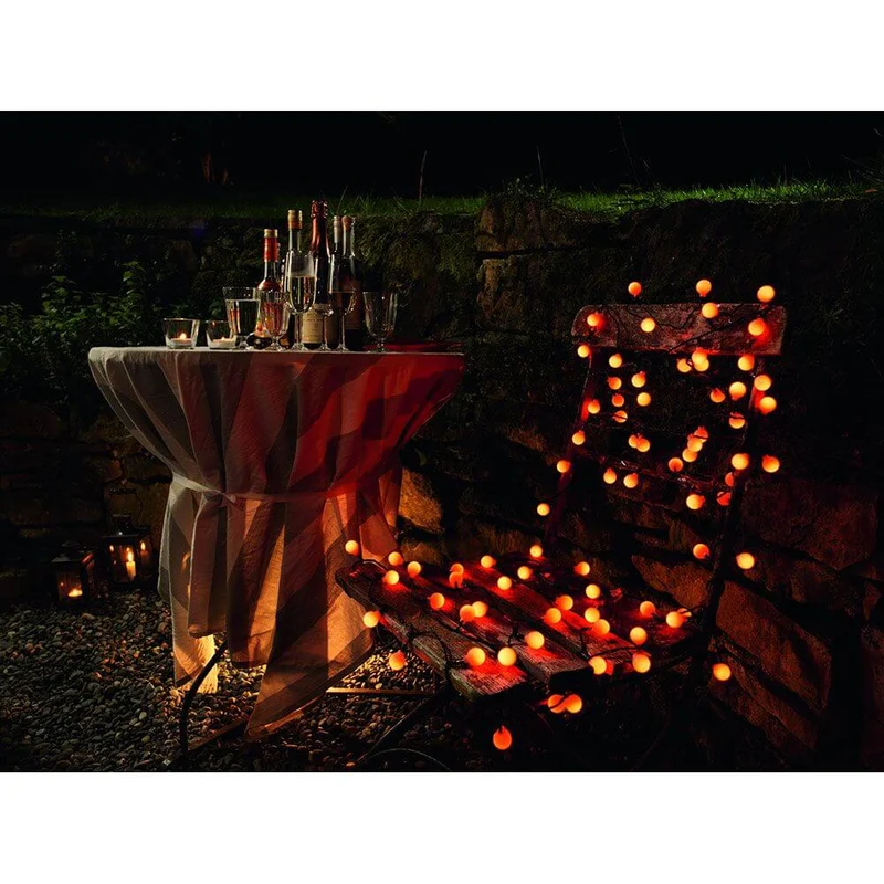 LED Globelichterkette große runde Dioden mit RGB Farbwechsel 80 RGB Dioden IP44