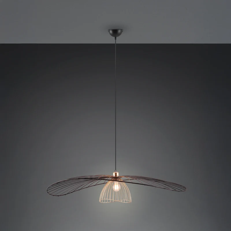 B-Ware Trio Pendelleuchte Hängeleuchte Lauris Lampe Schwarz Metall E27 LED 100 cm
