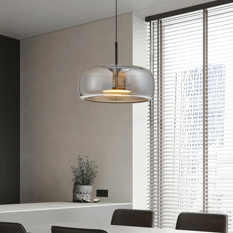 B-Ware Viokef Pendelleuchte Hängelampe LED Glas Metall rauchgrau schwarz Deco 33 cm