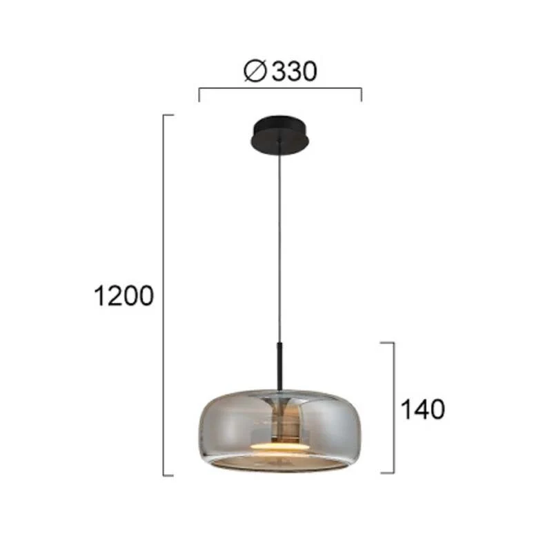 B-Ware Viokef Pendelleuchte Hängelampe LED Glas Metall rauchgrau schwarz Deco 33 cm