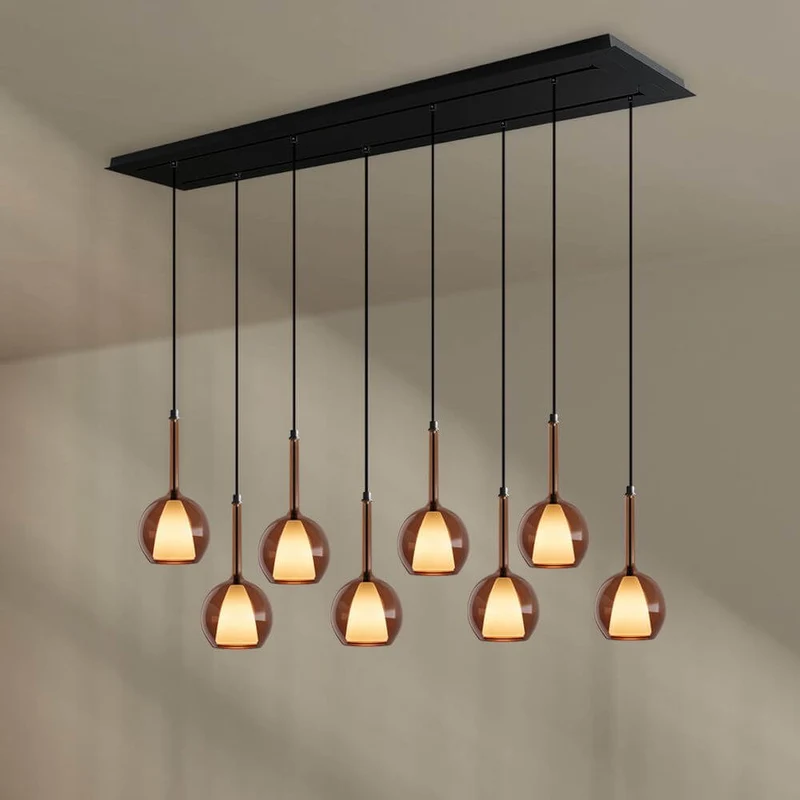 s.luce Belluna Esstisch-Pendelleuchte 8-flammig 160cm 2-reihig