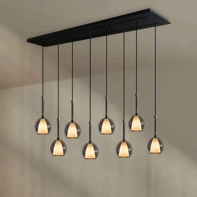 s.luce Belluna Esstisch-Pendelleuchte 8-flammig 160cm 2-reihig
