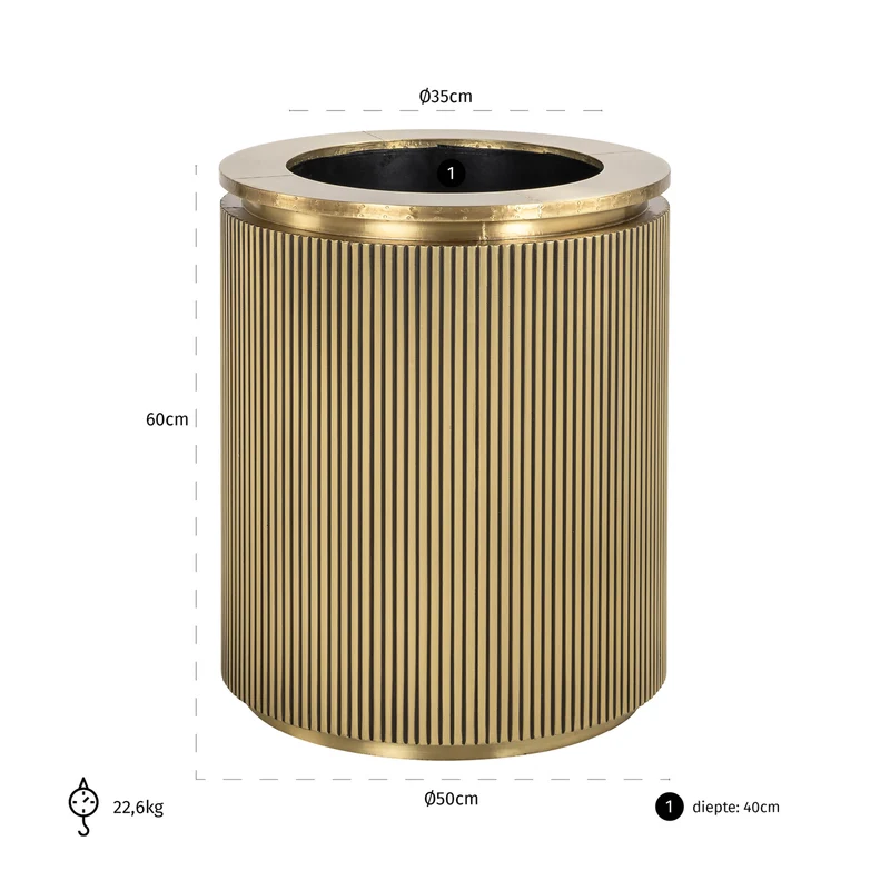 Pflanzgefäß Ironville 50Ø gold – Blumentopf mit Messingverkleidung