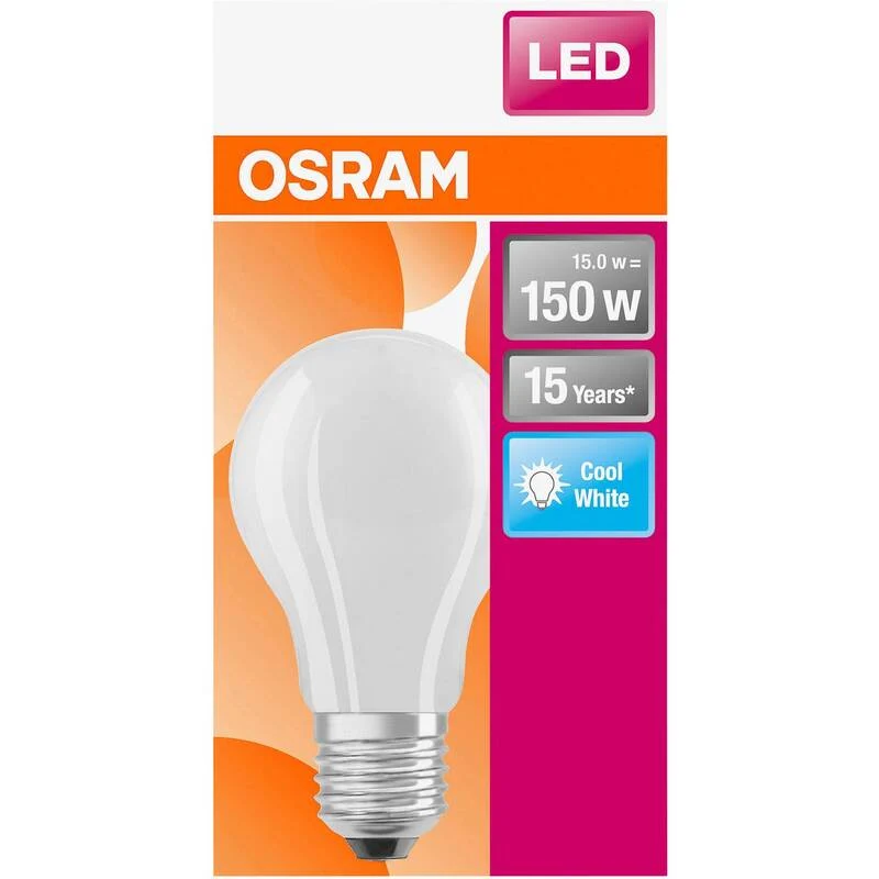 2x B-Ware OSRAM HOMELIGHTING LED Lampe E27 Glühlampenform 17W Kaltweiß 4000K Ø70mm 118mm