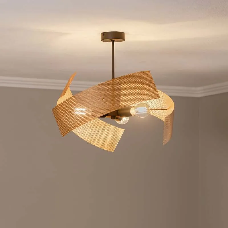 B-Ware Euluna Deckenleuchte Moira LED Lampe dimmbar goldfarben schwarz Ø47cm 3-flammig
