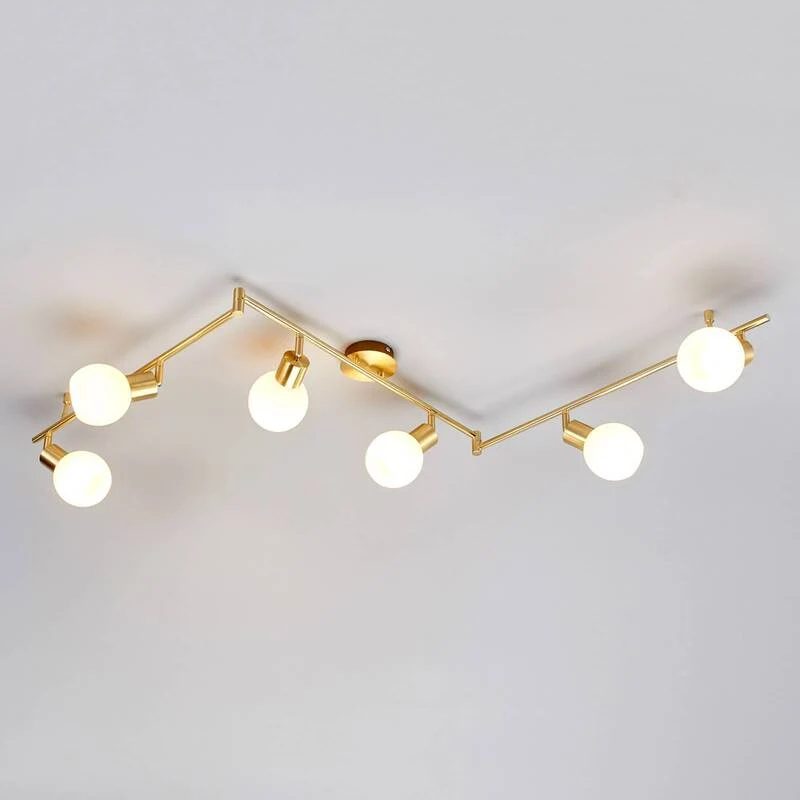 B-Ware Lindby Deckenleuchte Deckenlampe Elaina messing Glas E14 Opalglas 6 flammig736