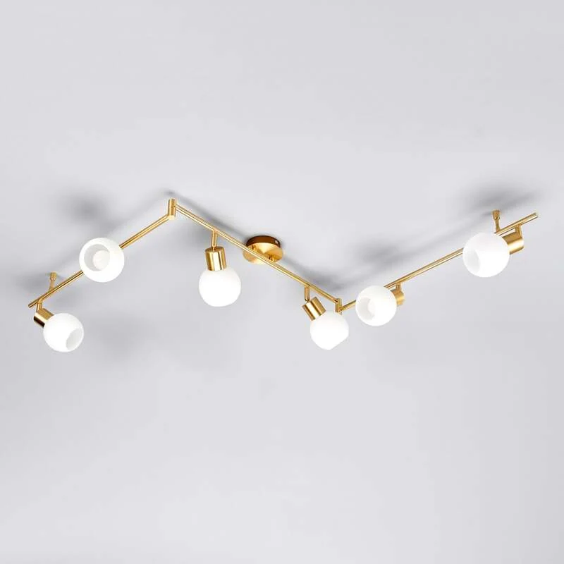B-Ware Lindby Deckenleuchte Deckenlampe Elaina messing Glas E14 Opalglas 6 flammig736