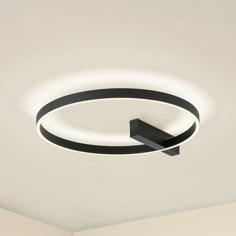 B-Ware Lucande Deckenlampe Deckenleuchte LED Isalin schwarz dimmbar CCT 60 cm