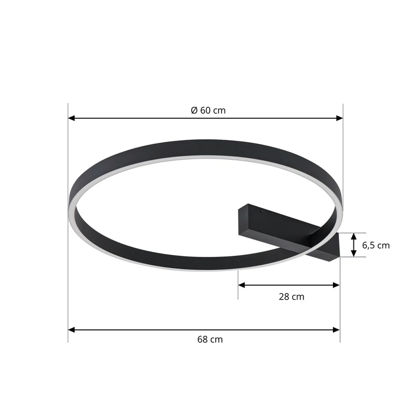 B-Ware Lucande Deckenlampe Deckenleuchte LED Isalin schwarz dimmbar CCT 60 cm