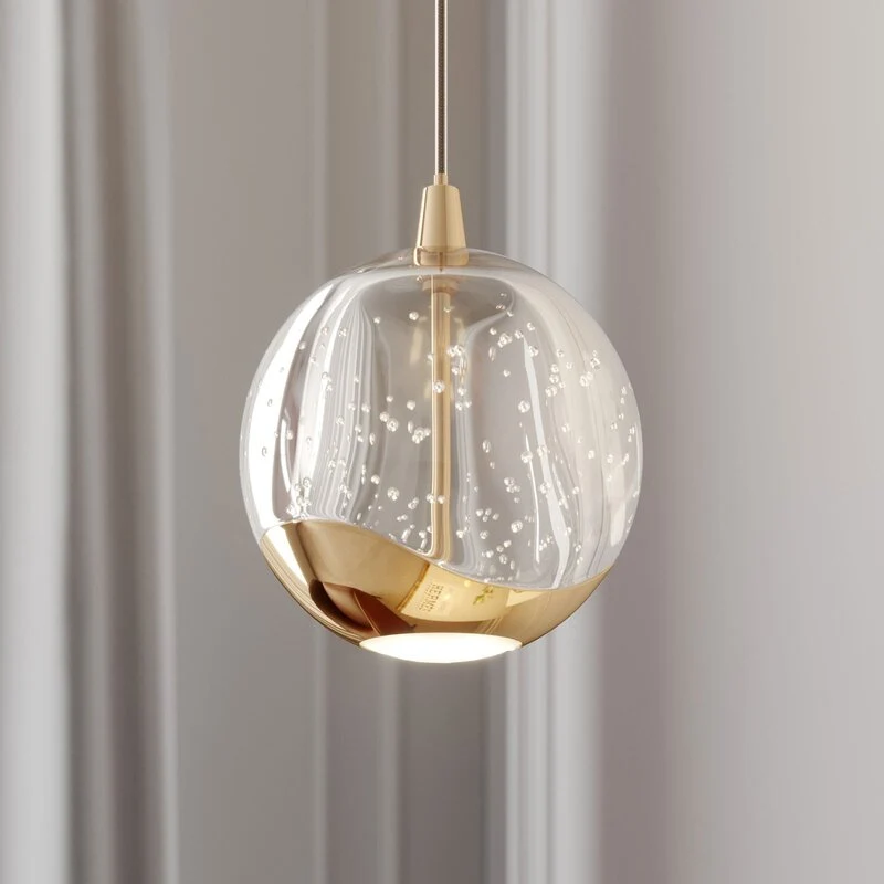 B-Ware Lucande LED-Pendelleuchte Hayley Pendelleuchte Lampe Leuchte Glaskugel 1-fl gold