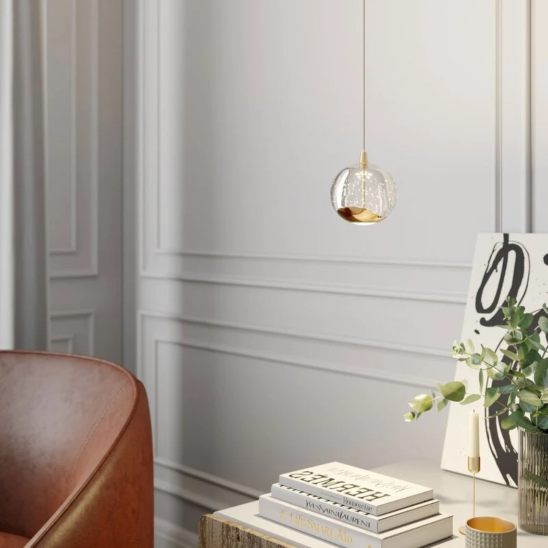 B-Ware Lucande LED-Pendelleuchte Hayley Pendelleuchte Lampe Leuchte Glaskugel 1-fl gold