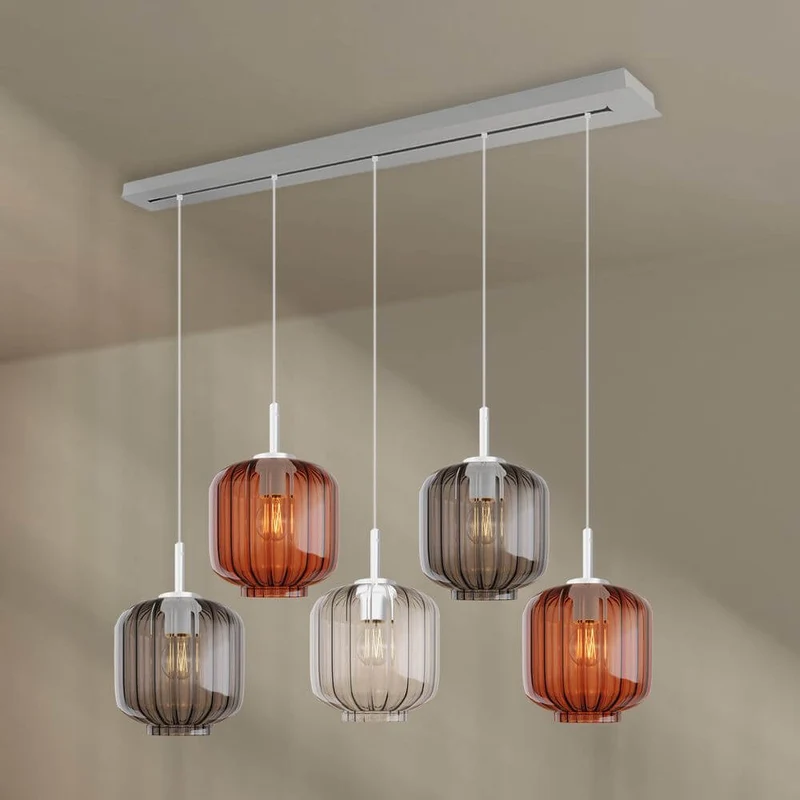s.luce Velo Esstischlampe 5-flammig 160cm Baldachin Ø 20cm