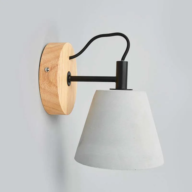 B-Ware Lucide Wandleuchte Possio LED Wandlampe Beton Holz dimmbar hellgrau schwarz