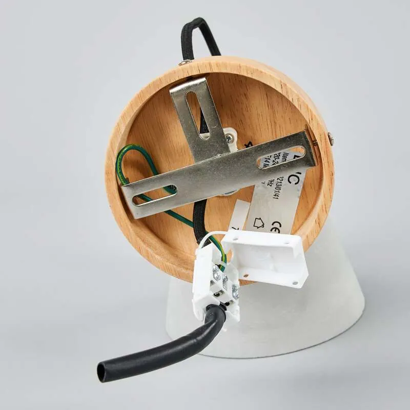 B-Ware Lucide Wandleuchte Possio LED Wandlampe Beton Holz dimmbar hellgrau schwarz